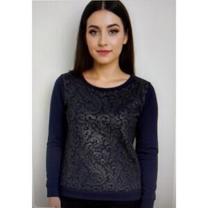 Ann Taylor Loft Women’s medium sweatshirt whimsy goth boho silver easy elegant